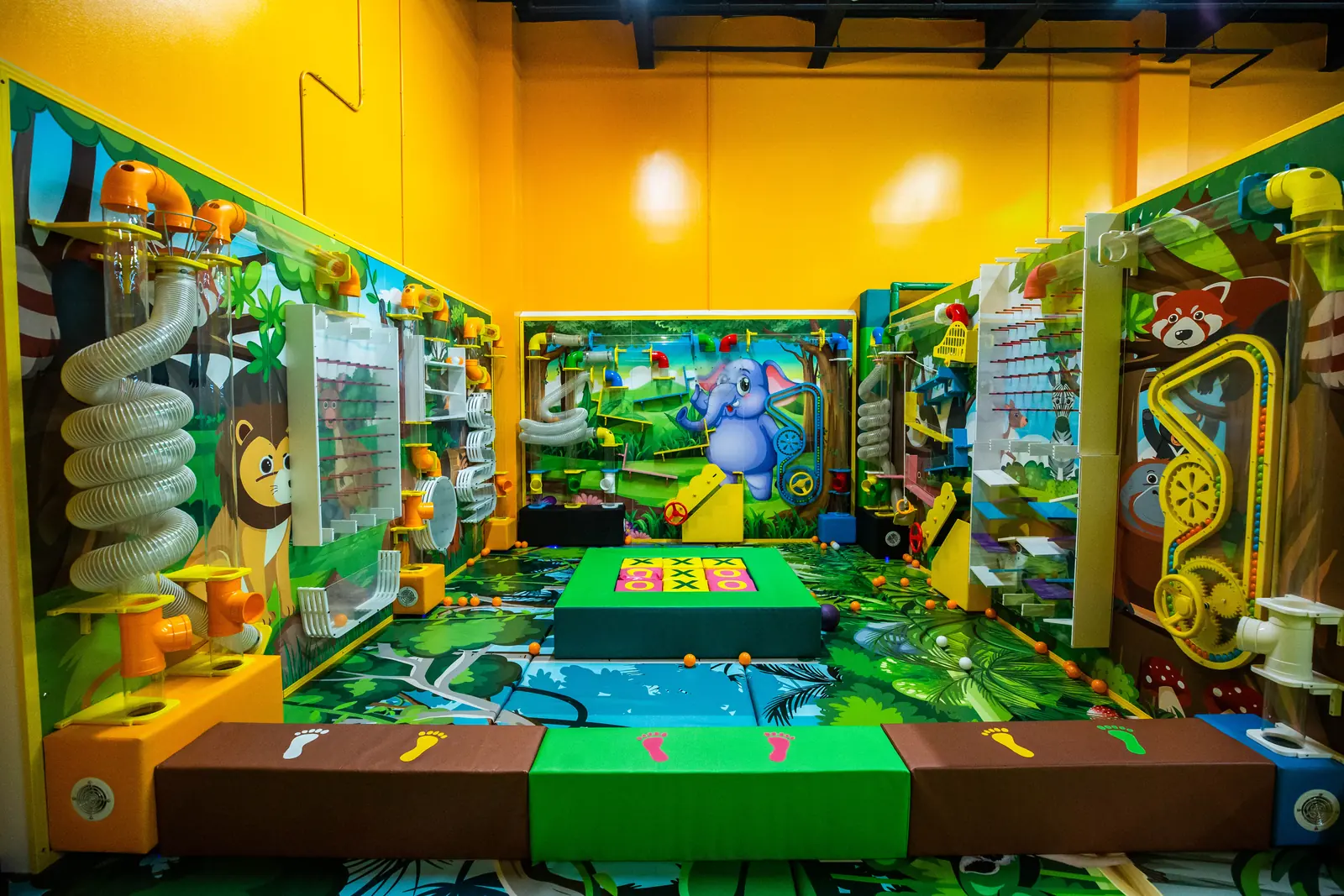 Wide interior view of the Recess play center