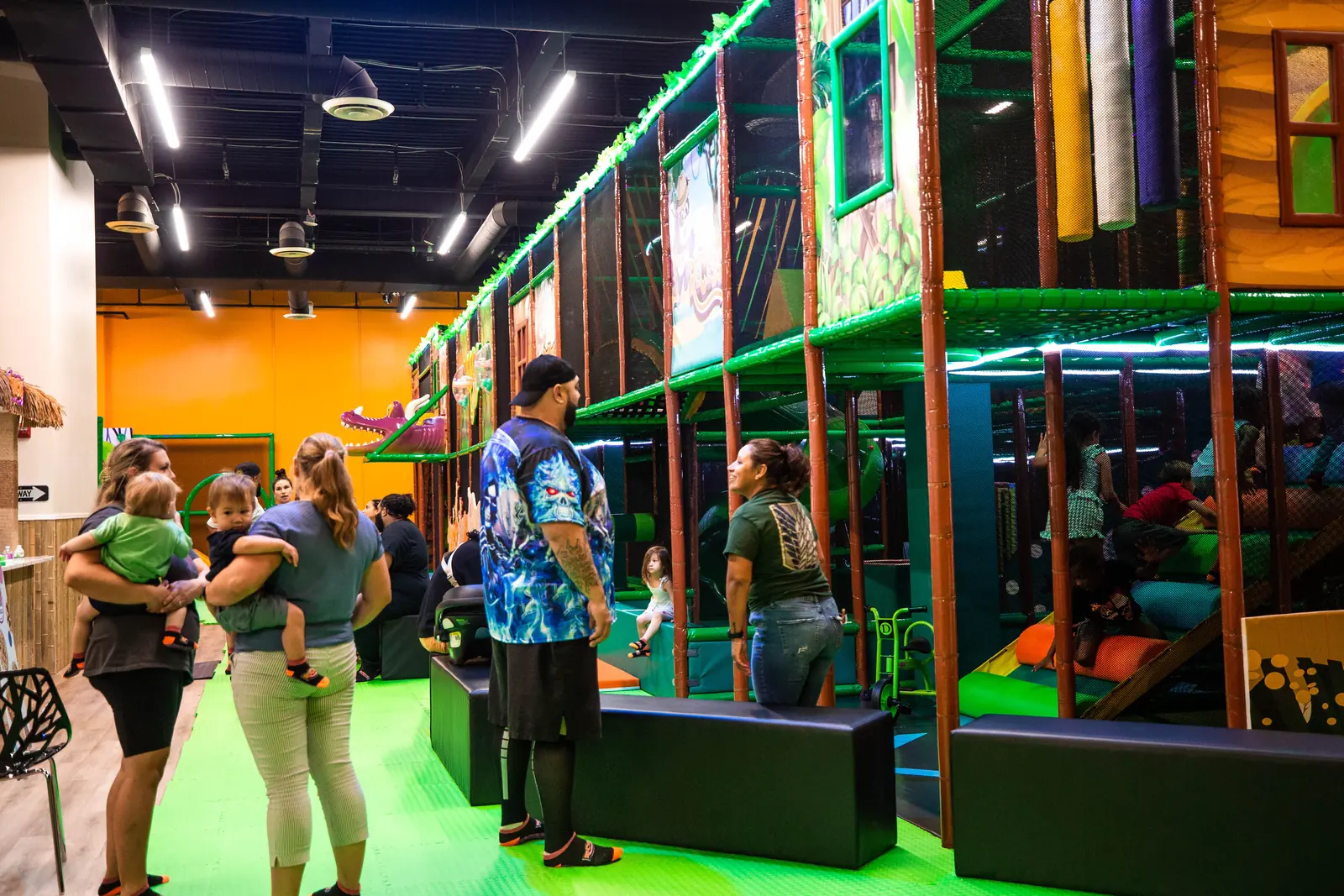 Wide view of the open play floor