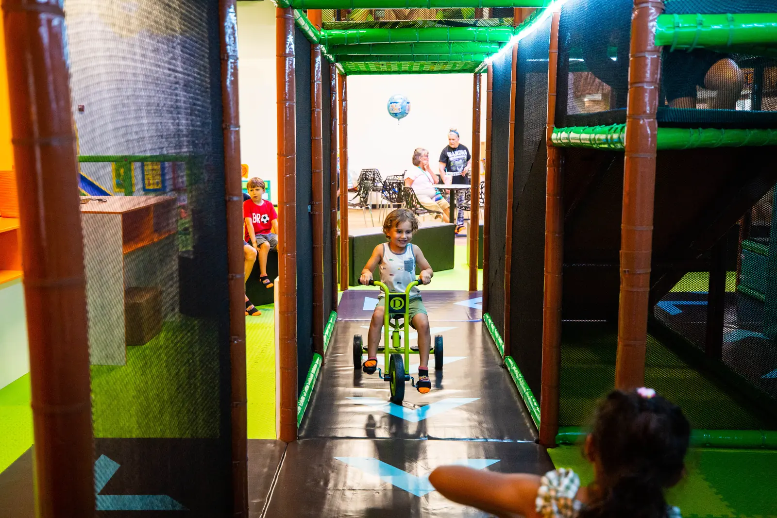 The trike course marked out on the play floor
